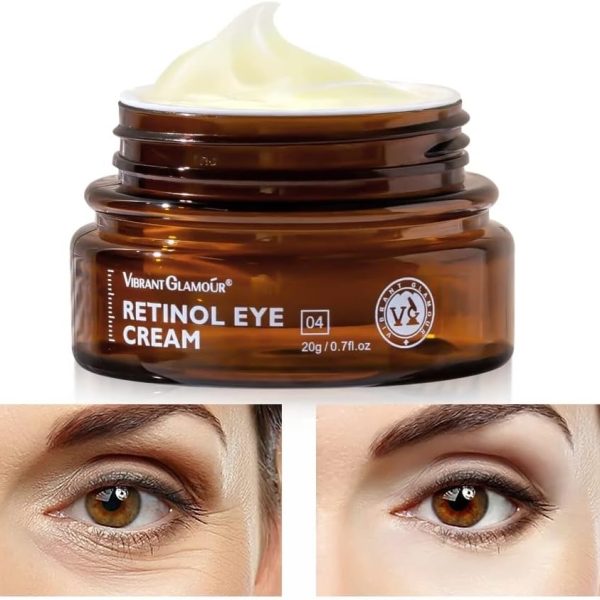 VIBRANT GLAMOUR Retinol Eye Cream Dark Circles Fade Fine Lines Remove Eye Bags Anti-Wrinkle Anti-Aging Firming Brighten Skin 20g