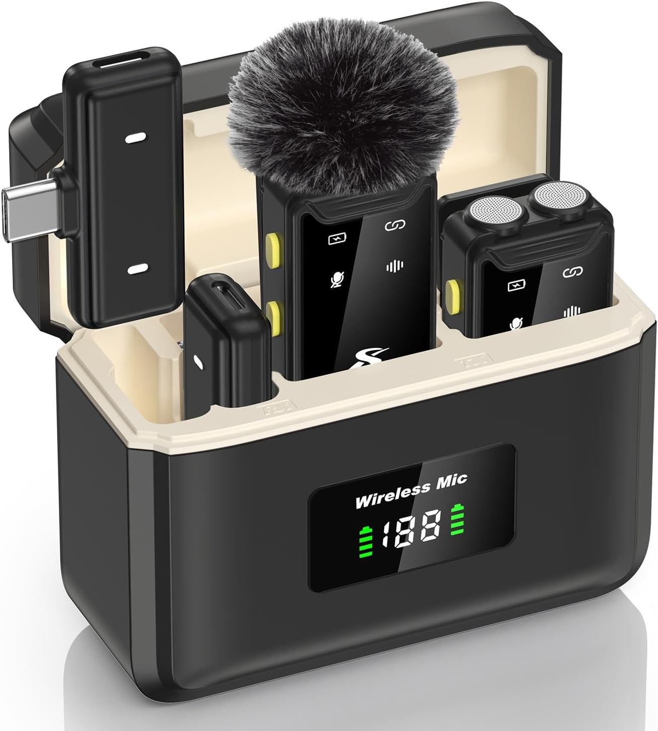 61Lx-DTWjjL._AC_SL1499_ PQRQP Wireless Microphone for iPhone, iPad, Android(Lightning/USB C), Dual Microphones - Image 1