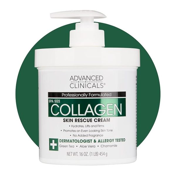 Advanced Clinicals Collagen Cream Body & Face Moisturizer | Dry Skin Rescue Collagen Lotion