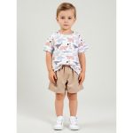 0-3Y Baby Boy COTTON Summer Animal Print 2-Piece Top & Bottom Set