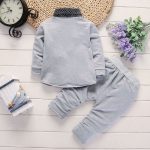 0-4 Year Old Boy's Long Sleeved Top And Pants 2-piece Set -Grey