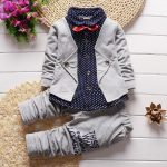 0-4 Year Old Boy's Long Sleeved Top And Pants 2-piece Set -Grey