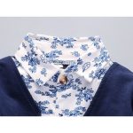 0-4 Year Old Boy's Long Sleeved Top And Pants 2-piece Set - Navy Blue