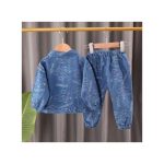 0-4 Year Old cotton Jacquard Denim Set For Boys, Long Sleeved Top+long Pants Two-piece Set