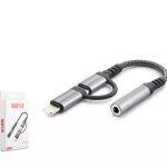 Hadron Gj-026 Type-C + Lightning To 3.5Mm F Cable Black