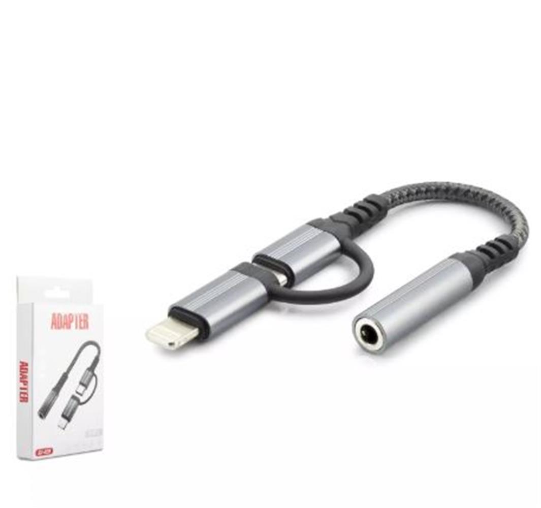 116636 (1) Hadron Gj-026 Type-C + Lightning To 3.5Mm F Cable Black - Image 1