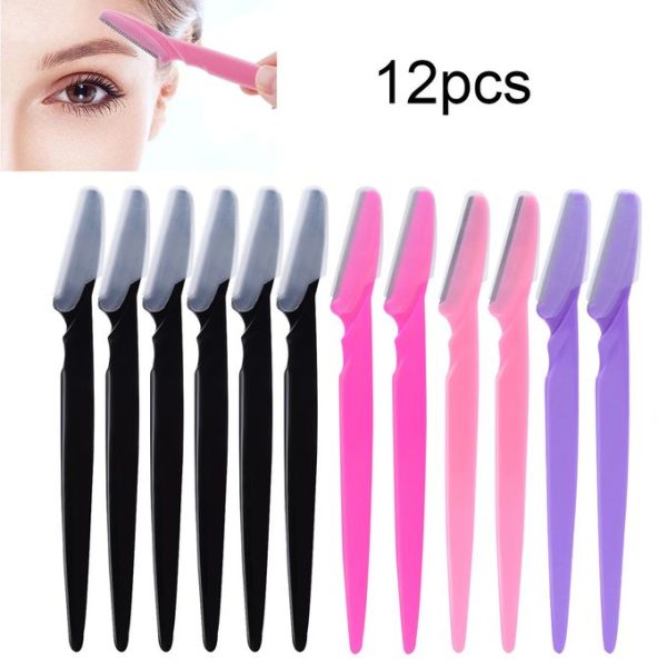 12 Pcs Mix Color Eyebrow Razor Women Face And Body Safe Trimmer Hair Shaver Eye Brow Remover