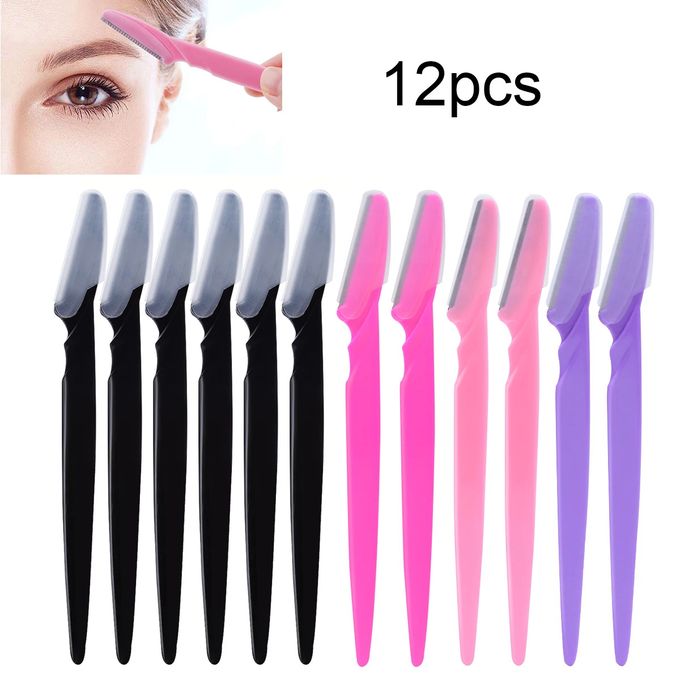 12 Pcs Mix Color Eyebrow Razor Women Face And Body Safe Trimmer Hair Shaver Eye Brow Remover