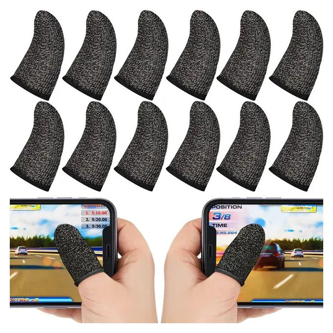 12Pcs Mobile Game Touch Screen Fiber Finger Cuff