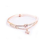 2 In1 Watch Fashion Rhinestone Wrist Watch For Ladies+ Bracelet Watch-Beige