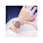 2 In1 Watch Fashion Rhinestone Wrist Watch For Ladies+ Bracelet Watch-Beige