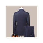 (2 Piece) Office Set B Formal Dress Double-Breasted Blue StripesBlack