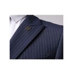 (2 Piece) Office Set B Formal Dress Double-Breasted Blue StripesBlack