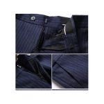 (2 Piece) Office Set B Formal Dress Double-Breasted Blue StripesBlack