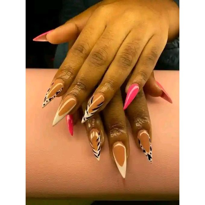 20 Pcs/Set French Nails Pre-design Acrylic Nail Full Cover