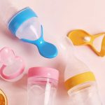 2Pc Silicone Squeezing Suction Cup Feeding Spoon Baby Feeder