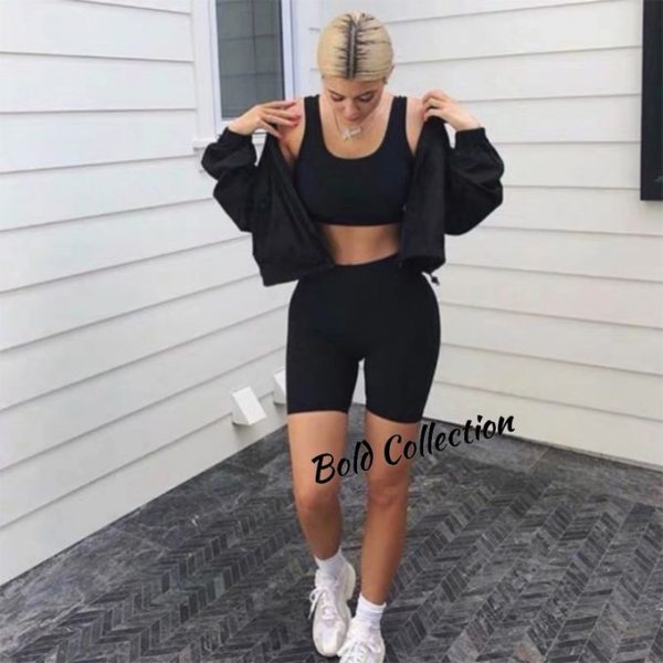 2Pc Stretchy Quality Shinny Skin Tight Biker Shorts