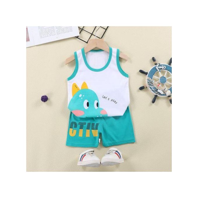 2Pcs 0-3 Years Baby Boys Clothes Summer Newborn Sets Caseul Vest Shorts Trousers Pants Tshirt Round Neck Outfits Cartoon Dragon