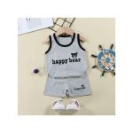 2Pcs 0-3 Years Baby Boys Clothes Summer Newborn Sets Caseul Vest Shorts Trousers Pants Tshirt Round Neck Outfits Grey Shorts