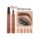 3 Colors Eyebrow Pen Waterproof 4 Fork Tip Eyebrow Tattoo Pencil Long Lasting Natural Dark Brown Liquid Eye Brow Pencil