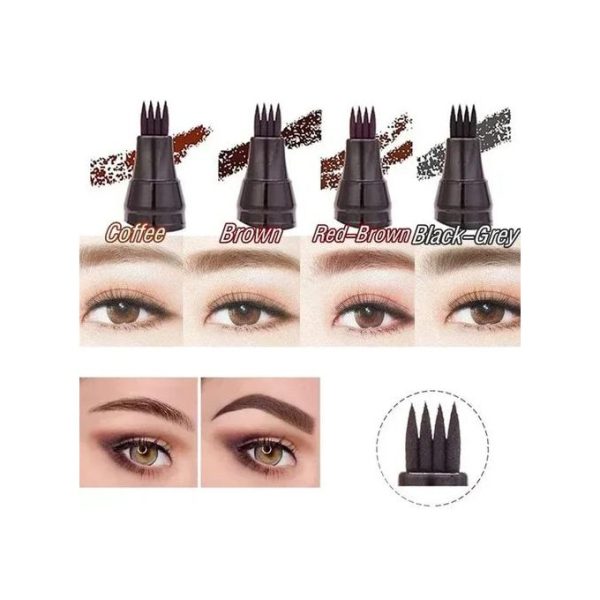 3 Colors Eyebrow Pen Waterproof 4 Fork Tip Eyebrow Tattoo Pencil Long Lasting Natural Dark Brown Liquid Eye Brow Pencil
