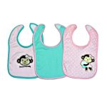 3 Pieces Washable Cotton Bibs - Girls (free Size)