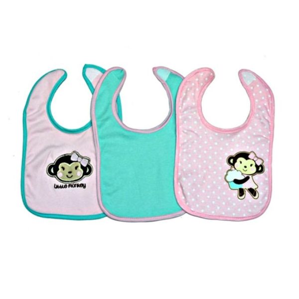 3 Pieces Washable Cotton Bibs - Girls (free Size)