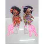30cm African Dolls + Feeding Bottle + Plate Fork Spoon With Movable Joints and Baby Sounds Kids Children Gift