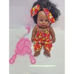30cm African Dolls + Feeding Bottle + Plate Fork Spoon With Movable Joints and Baby Sounds Kids Children Gift