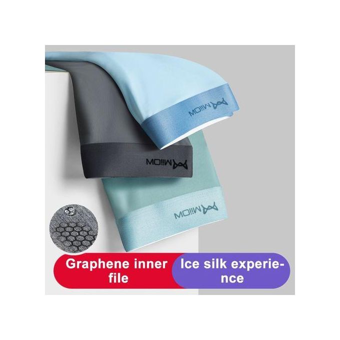 3Pcs/Set Men's Underwear Ice Silk Boxer Panties Briefs Breathable Multicolor