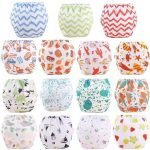 3pieces of Washable Reusable Adjustable Baby Diaper Printed Unisex Cloth Diapers Infant Nappy Soft Covers With 9 Inserts.