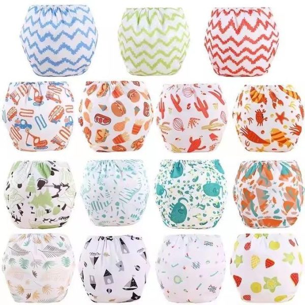 3pieces of Washable Reusable Adjustable Baby Diaper Printed Unisex Cloth Diapers Infant Nappy Soft Covers With 9 Inserts.