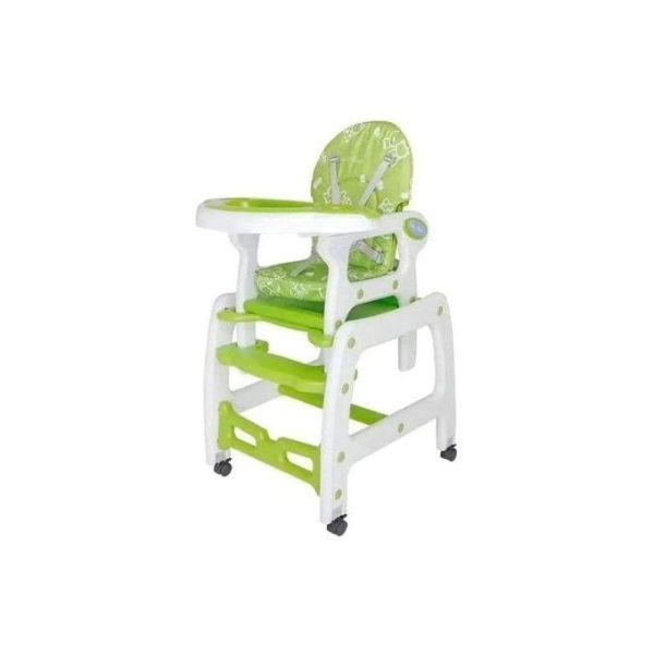 4 in 1 convertible feeding chair with wheels- green