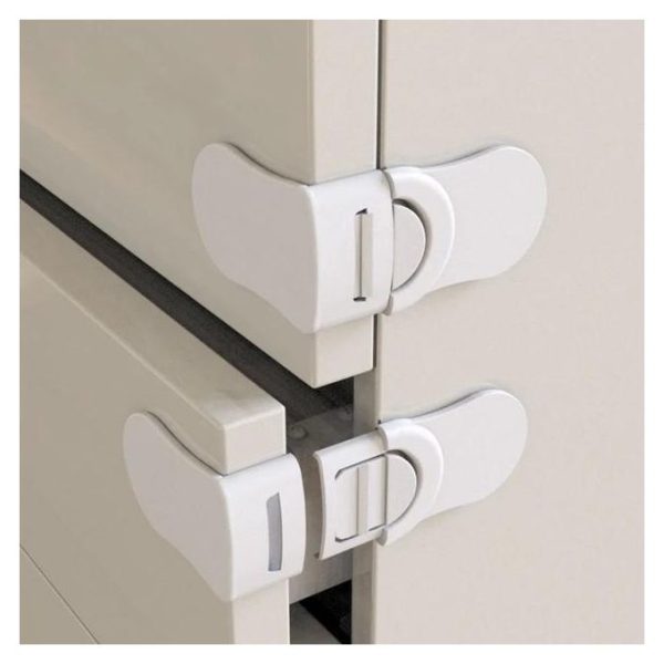 4 Pcs Child Safety Cupboard Locks, Baby Proofing Cabinet Locks, Baby Safety Drawers Fridge Closet Doors Strap Locks with Strong Adhesives, No Tools Needed No Drilling