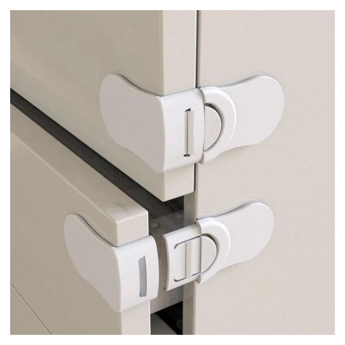 4 Pcs Child Safety Cupboard Locks, Baby Proofing Cabinet Locks, Baby Safety Drawers Fridge Closet Doors Strap Locks with Strong Adhesives, No Tools Needed No Drilling