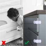 4 Pcs Child Safety Cupboard Locks, Baby Proofing Cabinet Locks, Baby Safety Drawers Fridge Closet Doors Strap Locks with Strong Adhesives, No Tools Needed No Drilling