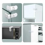 4 Pcs Child Safety Cupboard Locks, Baby Proofing Cabinet Locks, Baby Safety Drawers Fridge Closet Doors Strap Locks with Strong Adhesives, No Tools Needed No Drilling