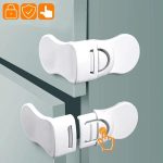 4 Pcs Child Safety Cupboard Locks, Baby Proofing Cabinet Locks, Baby Safety Drawers Fridge Closet Doors Strap Locks With Strong Adhesives, No Tools Needed No Drilling