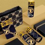 4 pcs/Set Men's Luxury Trendy Boxer Briefs - High Stretch Knit Polyester Fabric, Black/Gold Opulent Print, Breathable, Antibacterial & No - Trace Waistband