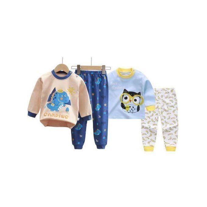 4pcs 0-3 Years Baby Boys Clothes Newborn Kids Sets Long Sleeve Sweatshirt Pants Trousers Tops Cartoon Outfit