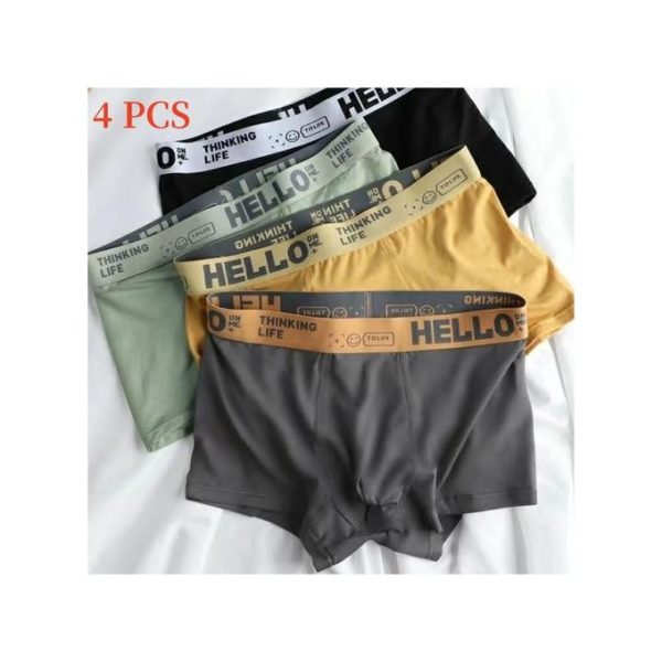 4PCS Men's Non-Marking Breathable Antibacterial Underwear, Cotton Boxer Shorts
