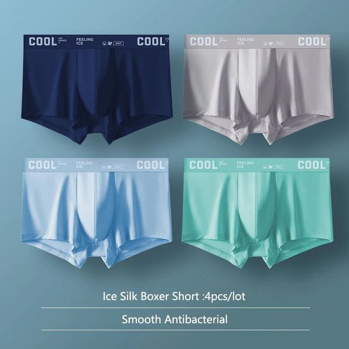 4pcs/Set Men's Ice Silk Underwear - Thin, Breathable, Smooth & Antibacterial Boxers - Multicolor (Summer/Sport/Everyday)