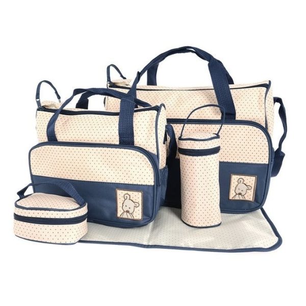 5 In 1 Mummy Diaper Bag Set With A Changing Mat-Multicolour