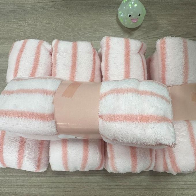 5pcs pink striped bath towel set - super soft bath towels, suitable for bathrooms, gyms