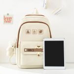5pcs Women Girls School Bag Backpack - Beige
