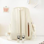 5pcs Women Girls School Bag Backpack - Beige