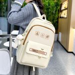 5pcs Women Girls School Bag Backpack - Beige