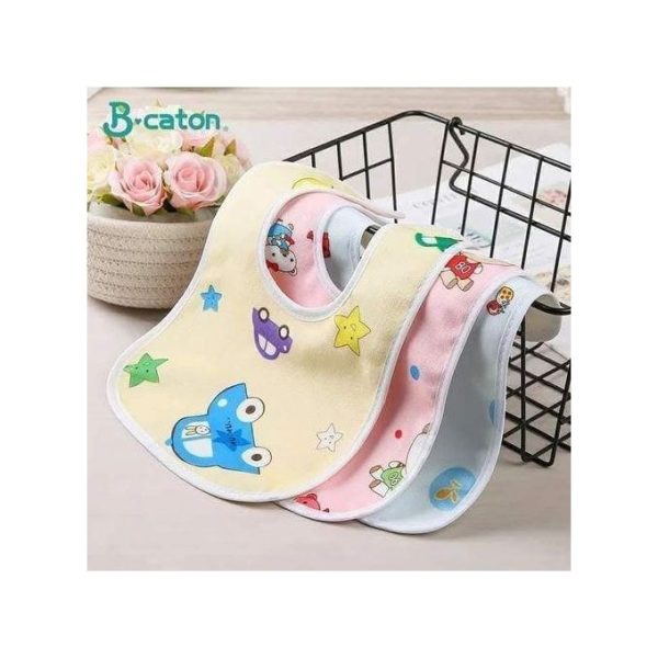 6 Pcs Set Newborn Baby Bibs/Feeders - Mixed Colors (Pink, Blue, Yellow) - Waterproof/Soft Feeding Drool Bibs