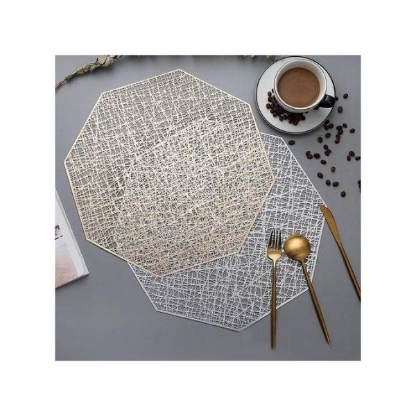 6pcs Hexagonal PCV Non-Woven Table Mats