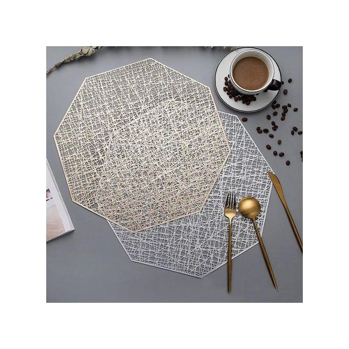 6pcs Hexagonal PCV Non-Woven Table Mats